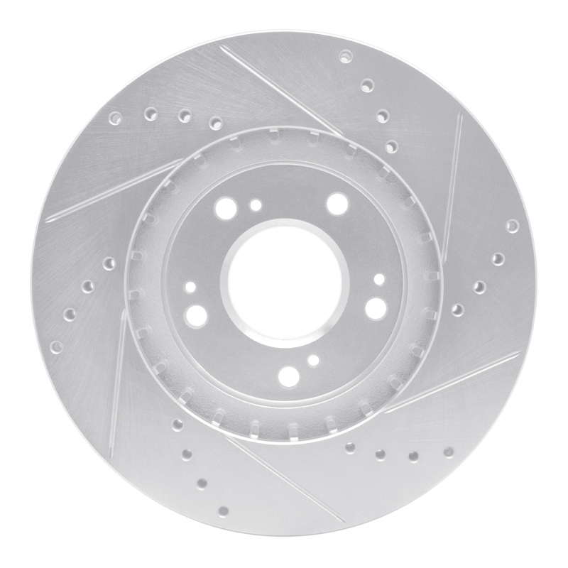 Mitsubishi Grandis Brake Rotor (1) - Front Left - R1 Concepts - Drilled & Slotted - Silver - `04-`11